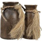 Clayre & Eef Vaas Ø 15 Ø 13 cm Bruin Kunstleer