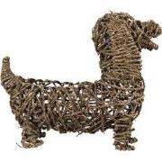 Clayre & Eef Beeld Hond 32x17x30 cm Bruin Rotan