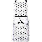 Clayre & Eef Keukenschort 70x85 cm Wit Zwart Katoen Harten Vogels