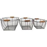 Clayre & Eef Opbergmand Set van 3 35x26x14 cm Bruin IJzer