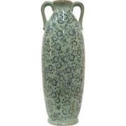 Clayre & Eef Vaas Ø 16x45 cm Groen Keramiek Bloemen