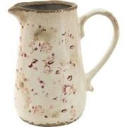 Clayre & Eef Decoratie Kan 1150 ml Roze Beige Keramiek Bloemen