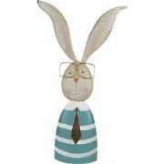 Clayre & Eef Beeld Konijn 67 cm Turquoise Beige Metaal
