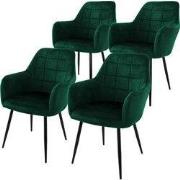 Set van 4 Eetkamerstoelen Donkergroen