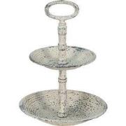 Clayre & Eef Etagère 2 laags Ø 19x27 cm Beige IJzer