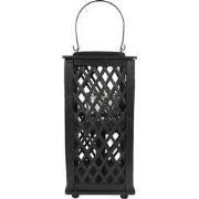 Clayre & Eef Windlicht 19x19x40 cm Zwart Bamboe