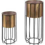 Clayre & Eef Bloempot Set van 2 Goudkleurig Zwart Metaal