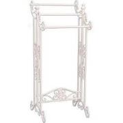 Clayre & Eef Handdoekenrek 40x37x91 cm Wit IJzer Bloemen