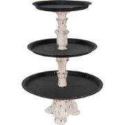 Clayre & Eef Etagère 3 laags Ø 43x62 cm Zwart Wit Polyresin