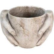 Clayre & Eef Bloempot 25x18x17 cm Grijs Steen Handen