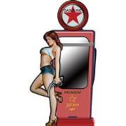 Clayre & Eef Spiegel Benzinepomp 48x90 cm Rood Blauw Metaal