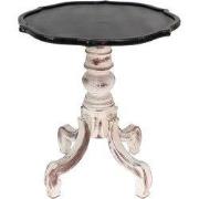 Clayre & Eef Bijzettafel Ø 66x75 cm Zwart Wit Hout