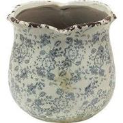 Clayre & Eef Bloempot Ø 17x16 cm Grijs Beige Keramiek Bloemen