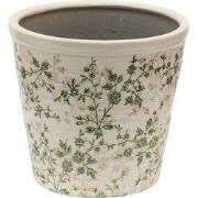 Clayre & Eef Bloempot Ø 22x20 cm Groen Beige Keramiek Bloemen