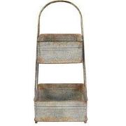 Clayre & Eef Etagère 2 laags 29x29x66 cm Grijs Metaal