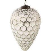 Clayre & Eef Kerstbal XL Ø 13 cm Wit Zilverkleurig Glas