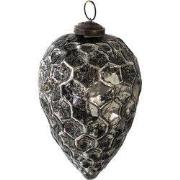 Clayre & Eef Kerstbal Ø 9 cm Zwart Zilverkleurig Glas