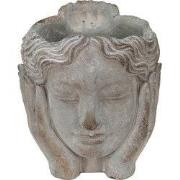 Clayre & Eef Bloempot Hoofd 14x16x17 cm Grijs Steen Handen