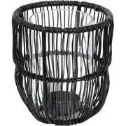 Clayre & Eef Windlicht Ø 10x12 cm Zwart Metaal