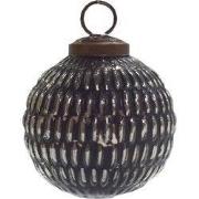 Clayre & Eef Kerstbal Zwart Zilverkleurig Glas