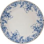 Clayre & Eef Ontbijtbord Ø 21 cm Blauw Porselein Bloemen