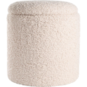 Sem teddy poef gebroken wit - met opbergruimte - Ø 36 cm