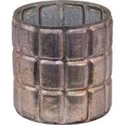 Clayre & Eef Theelichthouder Ø 10x10 cm Zilverkleurig Glas