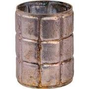 Clayre & Eef Theelichthouder Ø 7x9 cm Zilverkleurig Glas