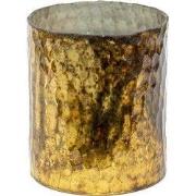 Clayre & Eef Theelichthouder Ø 11x13 cm Goudkleurig Bruin Glas