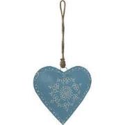 Clayre & Eef Kersthanger Hart 16 cm Blauw IJzer