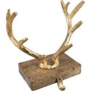 Clayre & Eef Haak Kerstsok 17 cm Goudkleurig Aluminium Gewei