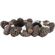 Clayre & Eef Theelichthouder 27 cm Bruin Polyresin Dennenappels