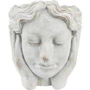 Clayre & Eef Bloempot Hoofd Ø 15x25 cm Grijs Steen