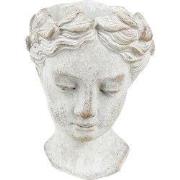 Clayre & Eef Bloempot Hoofd 11x17 cm Grijs Steen