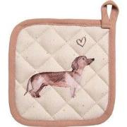 Clayre & Eef Pannenlap 20x20 cm Beige Katoen Teckel