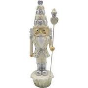 Clayre & Eef Beeld Notenkraker 16 cm Wit Zilverkleurig Kunststof