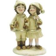 Clayre & Eef Beeld Kinderen 15 cm Beige Goudkleurig Polyresin
