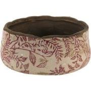 Clayre & Eef Bloempot Ø 15x7 cm Roze Beige Keramiek Bladeren