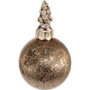 Clayre & Eef Kerstbal Ø 8 cm Bruin Glas Kerstboom