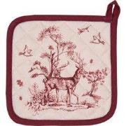 Clayre & Eef Pannenlap 20x20 cm Wit Roze Katoen Rendier