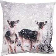 Clayre & Eef Kussenhoes 45x45 cm Wit Grijs Polyester Hert