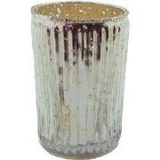 Clayre & Eef Theelichthouder Ø 6x9 cm Zilverkleurig Glas