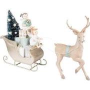 Clayre & Eef Beeld Hert 26 cm Beige Groen Kunststof