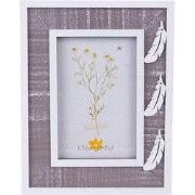 Clayre & Eef Fotolijst 10x15 cm Grijs Wit Hout Veertjes
