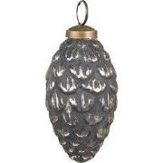 Clayre & Eef Kerstbal Zwart Zilverkleurig Glas