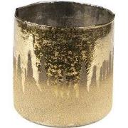 Clayre & Eef Theelichthouder Ø 10x10 cm Goudkleurig Bruin Glas