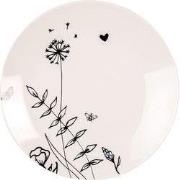 Clayre & Eef Ontbijtbord Ø 20 cm Beige Zwart Porselein Bloemen
