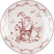 Clayre & Eef Ontbijtbord Ø 20 cm Beige Rood Porselein Rendieren en Bom...