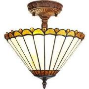 Lumilamp Plafondlamp Tiffany Ø 29x30 cm Beige Bruin Glas