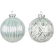 Clayre & Eef Kerstbal Set van 2 Ø 8 cm Groen Glas